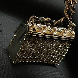 CHANEL シャネル　メタル　チェーン　ラムスキン　バッグモチーフ　ネックレス