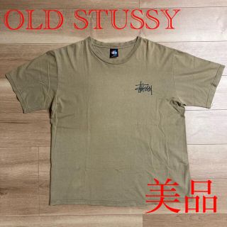 ステューシー(STUSSY)のOLD STUSSY 半袖　Tシャツ　ベージュ　90’s 赤青タグ(Tシャツ/カットソー(半袖/袖なし))