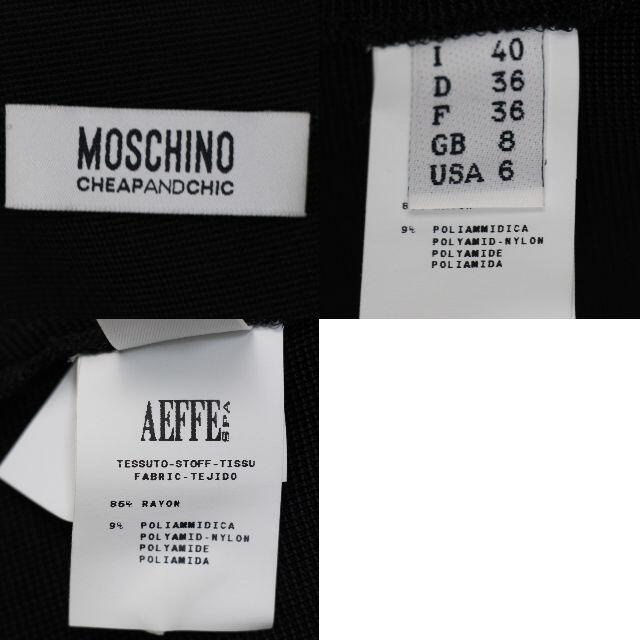 MOSCHINO(モスキーノ)のモスキーノ　ノースリーブ　ワンピース　ひざ丈　メッシュ　リボン　USA6　M　黒 レディースのワンピース(ひざ丈ワンピース)の商品写真