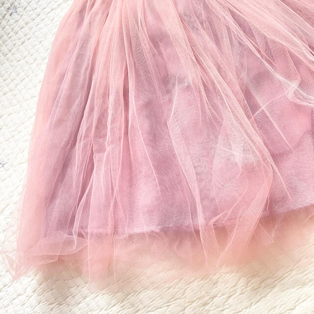 チュールワンピース　ピンク　90と100 2点おまとめ　チュールドレス　 キッズ/ベビー/マタニティのキッズ服女の子用(90cm~)(ワンピース)の商品写真