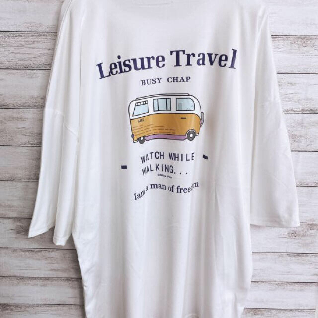 韓国　Travel Tシャツ　オーバーサイズ　ビッグTシャツ　夏　半袖　白 メンズのトップス(Tシャツ/カットソー(半袖/袖なし))の商品写真