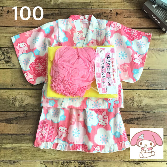 マイメロディ(マイメロディ)の【100】マイメロディ 浴衣ドレス マイメロ キッズ/ベビー/マタニティのキッズ服女の子用(90cm~)(甚平/浴衣)の商品写真