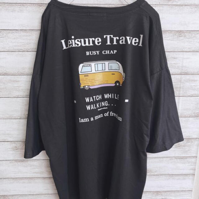 Travel Tシャツ　メンズ　オーバーサイズ　ビッグTシャツ　夏　半袖　グレー メンズのトップス(Tシャツ/カットソー(半袖/袖なし))の商品写真