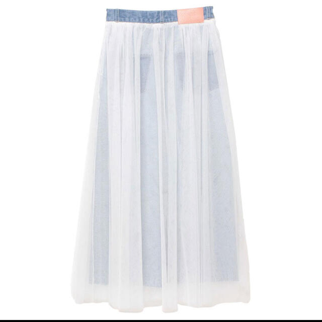 eimy istoire(エイミーイストワール)のチュールドッキングデニムストレートスカート♡新品タグ付き レディースのスカート(ロングスカート)の商品写真