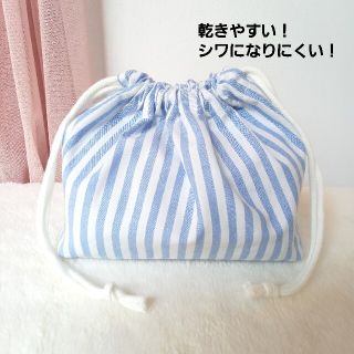 お弁当袋　マリンブルーストライプ　ハンドメイド(外出用品)