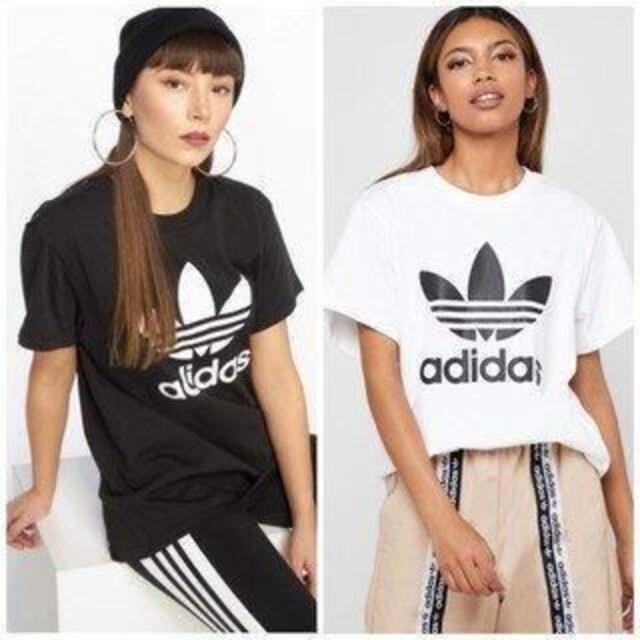 adidas(アディダス)の【完売品】アディダスオリジナルス　ボーイフレンドTシャツ　L　黒 レディースのトップス(Tシャツ(半袖/袖なし))の商品写真