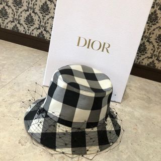 クリスチャンディオール(Christian Dior)のDior 完売品TEDDYD ボブハット チェック柄ベール付 Size 58 (ハット)