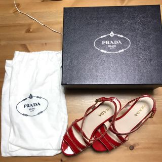 プラダ(PRADA)のミニー様 専用新品未使用 PRADA サンダル ウェッジソール レッド 36 (サンダル)