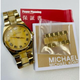 マイケルコース(Michael Kors)の【電池新品の美品】マイケルコースのチャニング！ホーンベージュ×ゴールドカラー☆(腕時計)