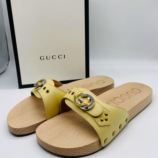 Gucci - 【GUCCI】19SSインターロッキングG ウッドスライドサンダルの