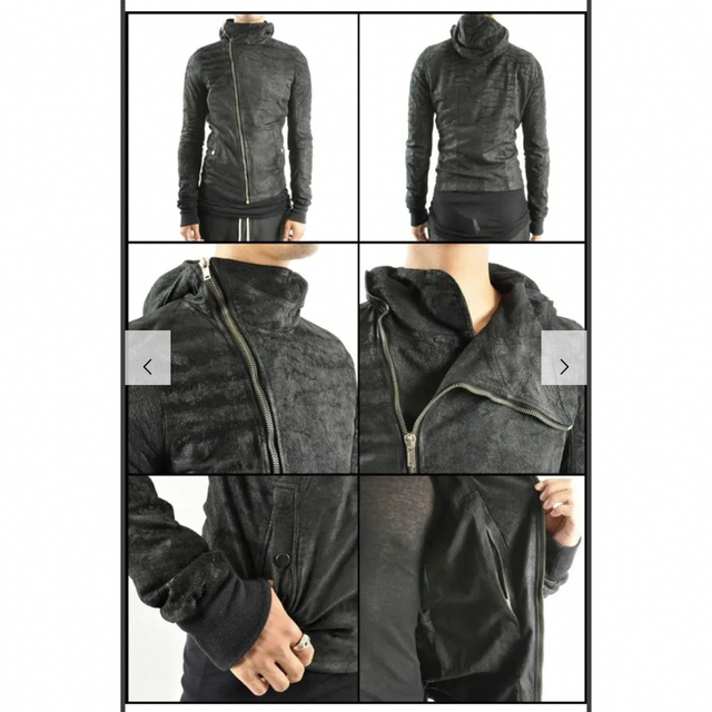 Rick Owens(リックオウエンス)のRICK OWNS 斜めジップ×バーナー加工　ラムレザー メンズのジャケット/アウター(レザージャケット)の商品写真