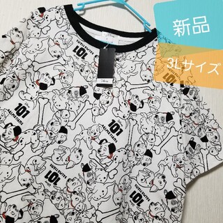 ディズニー(Disney)の新品 101匹わんちゃん Tシャツ ディズニー 半袖 3L ビッグサイズ 白(Tシャツ(半袖/袖なし))