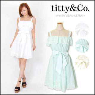 ティティアンドコー(titty&co)のtitty&co. コットンレースキャミワンピース ライトグリーン(ミニワンピース)