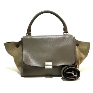 セリーヌ(celine)のセリーヌ ２way トラペーズ  チャコールグレー スエード×レザー レディース(ハンドバッグ)