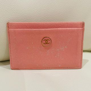 シャネル(CHANEL)のシャネル パスケース カードケース 定期入れ　ココボタン　ピンク　名刺入れ(名刺入れ/定期入れ)