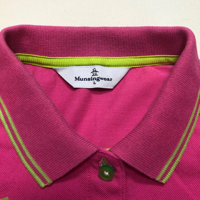 Munsingwear(マンシングウェア)のマンシングウェア ゴルフ ポロシャツ ウェア ピンク×ライム Lサイズ スポーツ/アウトドアのゴルフ(ウエア)の商品写真