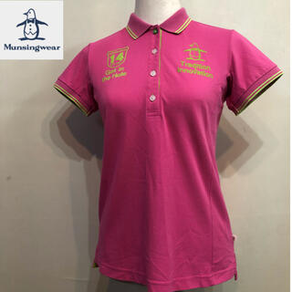 マンシングウェア(Munsingwear)のマンシングウェア ゴルフ ポロシャツ ウェア ピンク×ライム Lサイズ(ウエア)