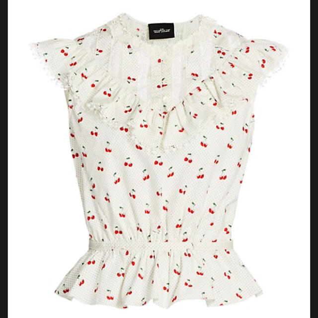 MARC JACOBS(マークジェイコブス)のMARC JACOBS IVORY CHERRY VICTORIAN TOP S レディースのトップス(シャツ/ブラウス(半袖/袖なし))の商品写真