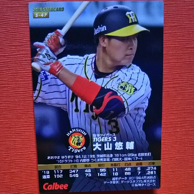 カルビー(カルビー)の阪神 大山悠輔 キラキラ プロ野球チップス2019 エンタメ/ホビーのトレーディングカード(シングルカード)の商品写真