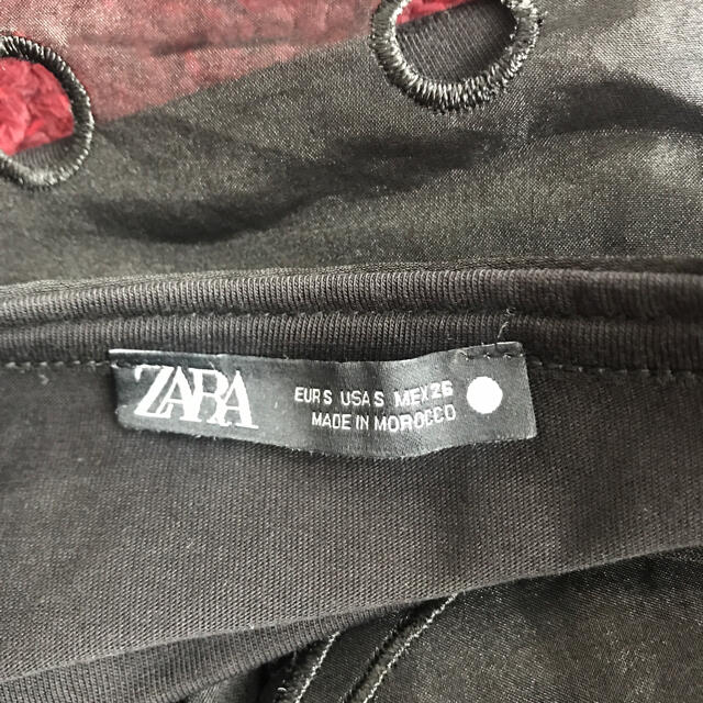 ZARA(ザラ)のZARA ザラ フリル オーガンジー 襟 付きカットソー ブラック レディースのトップス(カットソー(半袖/袖なし))の商品写真