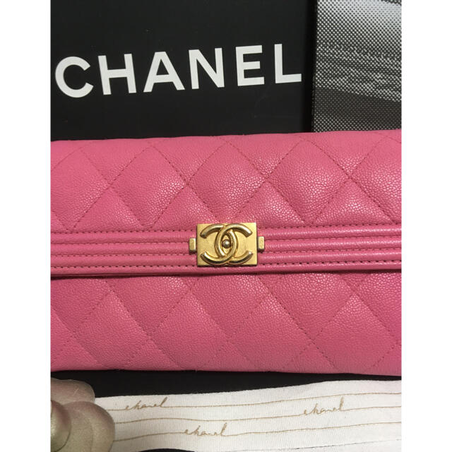 CHANEL シャネル ボーイシャネル 長財布 キャビアスキン 正規品