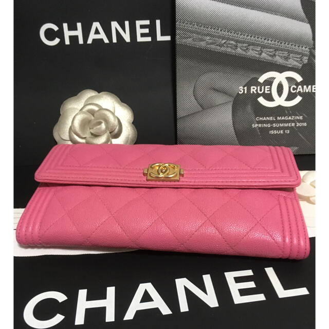 CHANEL シャネル ボーイシャネル 長財布 キャビアスキン 正規品