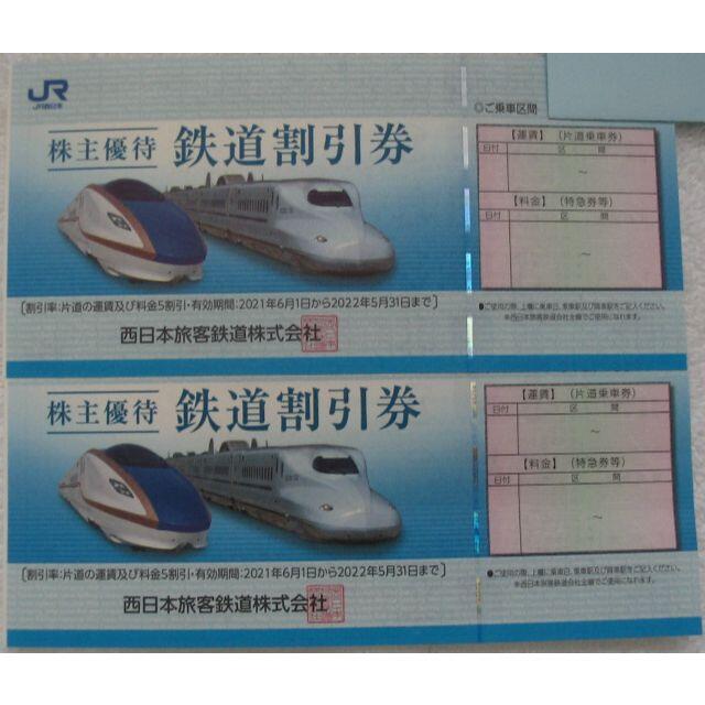JR西日本株主優待 鉄道割引券2枚 普通郵便送料込みの価格です。