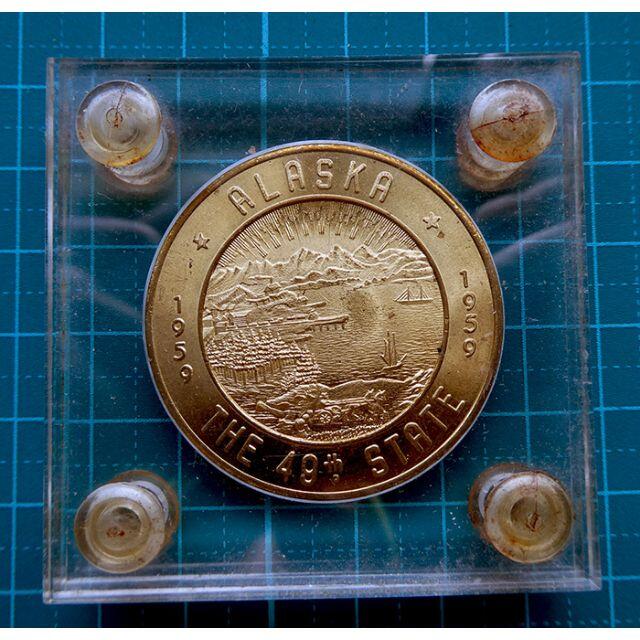 新品アラスカ州誕生記念１ドル貿易コインアクリル密閉版レア品435mm厚さ