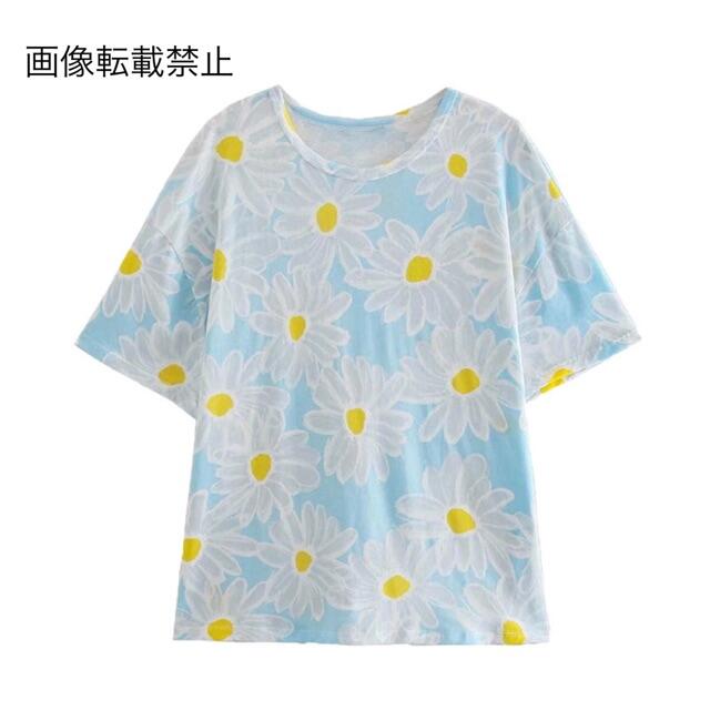 ZARA(ザラ)の🌻7月新作🎋4716◆フラワー 花柄 半袖  Tシャツ レディースのトップス(Tシャツ(半袖/袖なし))の商品写真