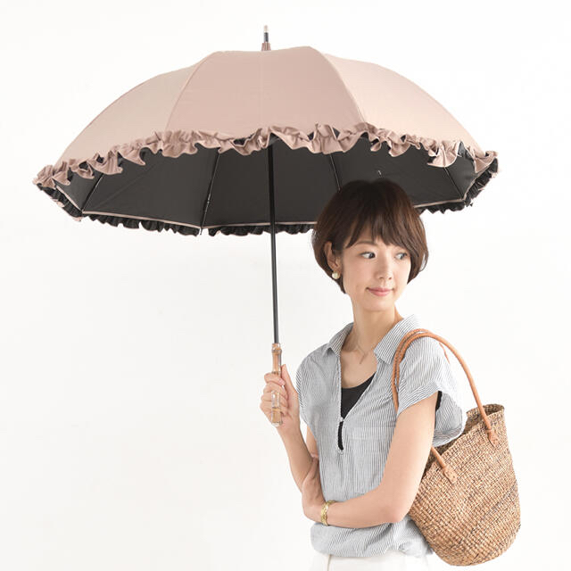 サンバリア(SUN BARRIER 100)日傘 Mサイズ / フリル(ピンク