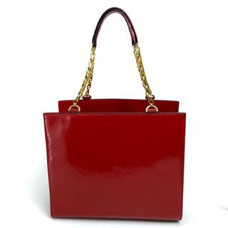 セリーヌ(celine)のセリーヌ CELINE チェーン カバン ショルダーバッグ 肩掛け トートバッグ パテントレザー レッド(トートバッグ)