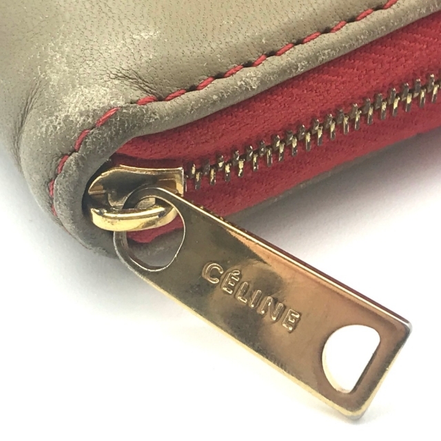 celine(セリーヌ)のセリーヌ ラウンドファスナー  長財布 （小銭入れあり） レッド系×ベージュ レディースのファッション小物(財布)の商品写真