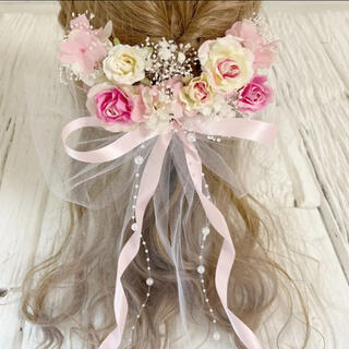 seetピンク  髪飾り　ヘッドドレス(ヘッドドレス/ドレス)