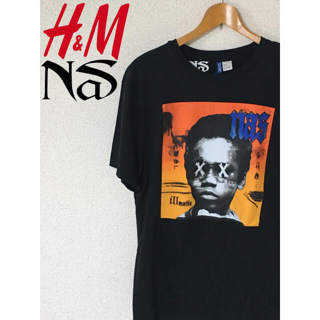 H&M(エイチアンドエム)のラッパーT ラップT バンT NAS ナズ ナス 黒 ブラック M アーティスト メンズのトップス(Tシャツ/カットソー(半袖/袖なし))の商品写真