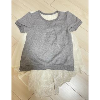 ペルルペッシュ(Perle Peche)のスウェットバックレースカットソー(カットソー(半袖/袖なし))