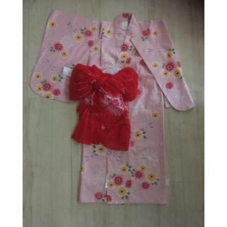 浴衣　ゆかたと帯セット　ゆかたピンク　100cm 女の子用(甚平/浴衣)