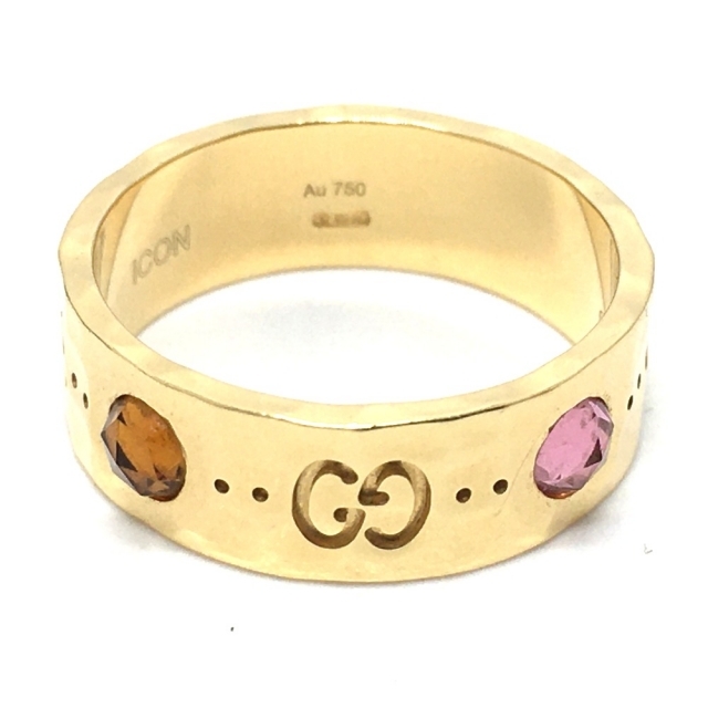 美品 グッチ 414022 ピエトラ ストーン GG アイコンリング 指輪