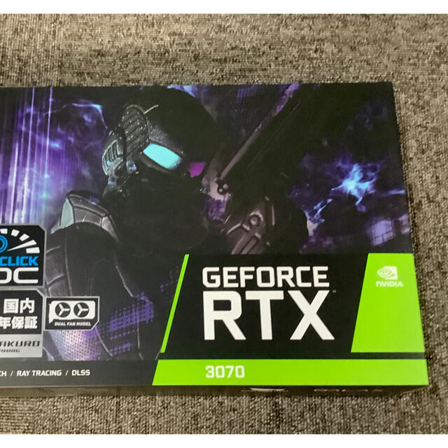 (未開封未使用)玄人志向 GG-RTX3070-E8GB/OC/DF2