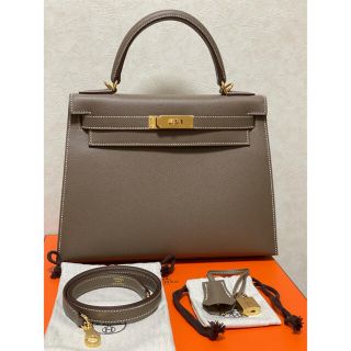 エルメス(Hermes)のケリー28 エトゥープ　ゴールド金具　白ステッチ　外縫い　新品未使用(ハンドバッグ)