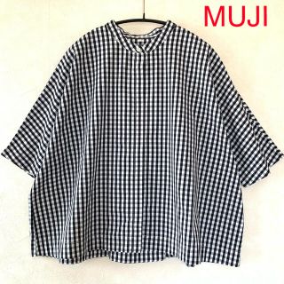 ムジルシリョウヒン(MUJI (無印良品))の【無印良品 MUJI】新疆綿ブロードギンガムチェック五分袖ブラウス(シャツ/ブラウス(半袖/袖なし))