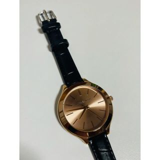 マイケルコース(Michael Kors)の【電池・ベルト新品の美品】マイケルコースのスリムランウェイ！ローズゴールドカラー(腕時計)