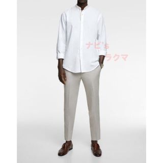 ザラ(ZARA)の夏に最適 速乾 リネン ZARA MAN カーキ 麻 シャツ M L メンズ(シャツ)