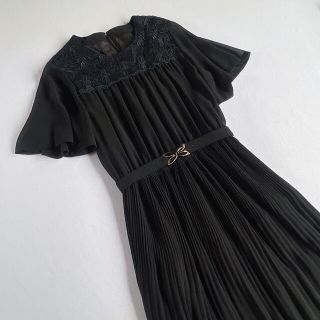 サンタモニカ(Santa Monica)のused レトロ 黒 クラシカル ワンピース 古着 ヴィンテージ vintage(ロングワンピース/マキシワンピース)