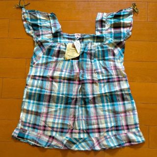 デニムダンガリー(DENIM DUNGAREE)のDENIM & DUNGAREE 袖リボン チェック柄 チュニック(ブラウス)