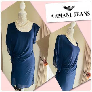 アルマーニジーンズ(ARMANI JEANS)の♡アルマーニ　アシンメトリー　素敵なシフォンワンピース♡(ひざ丈ワンピース)