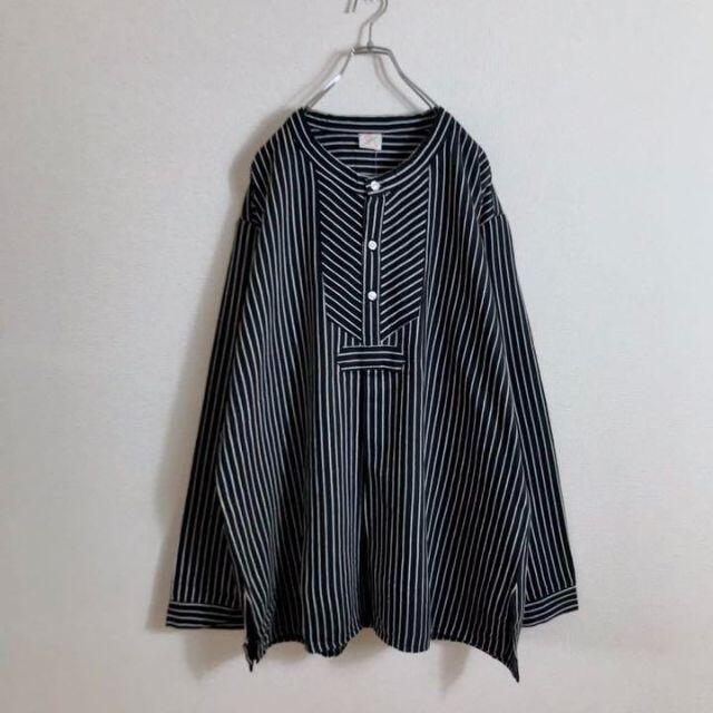 【新品未使用】フィッシャーマンシャツ スモック グランパシャツ 黒 XL相当