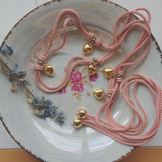 vintage rope belt☞smoky pink/heart charm(ベルト)