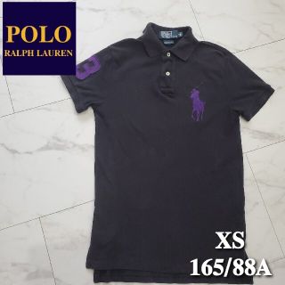 ポロラルフローレン(POLO RALPH LAUREN)のポロラルフローレン　ポロシャツ　ビッグポニー　XS　黒×紫　メンズ　服　古着(ポロシャツ)