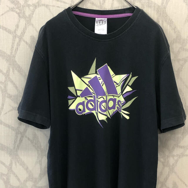 adidas(アディダス)の【激レア】アディダス Tシャツ　半袖　ビッグロゴ　パープル　ビッグサイズ メンズのトップス(Tシャツ/カットソー(半袖/袖なし))の商品写真