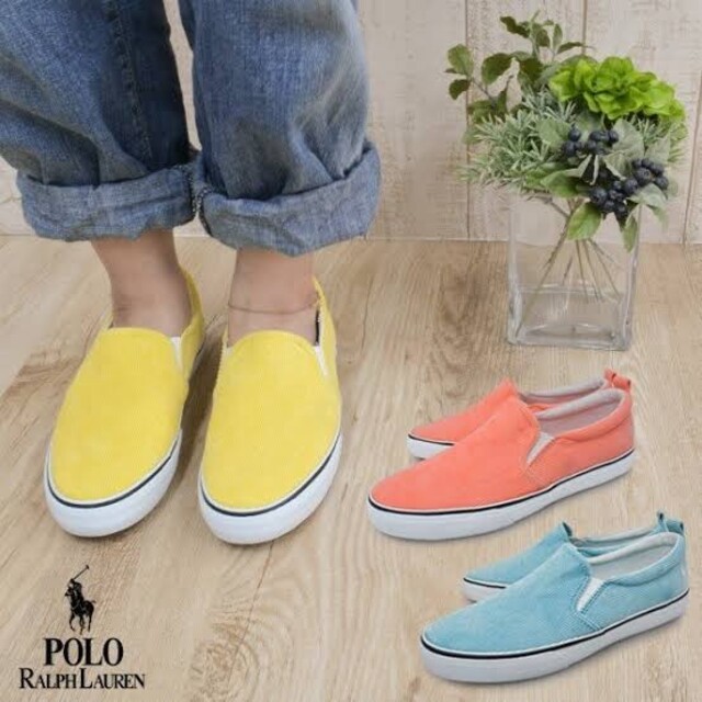 【蛍光ピンク!オレンジ?】POLO SLIP ON 39（約25cm） メンズの靴/シューズ(スリッポン/モカシン)の商品写真